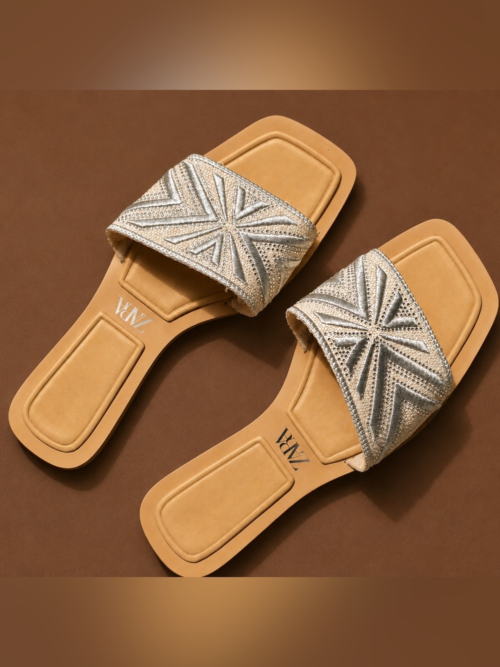 ZARA Women's sparkling Slide Sandals/Flats LIKE NEW